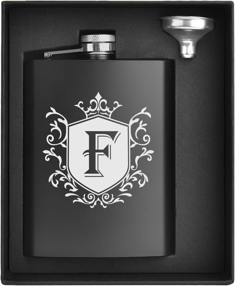 Personalized 8oz Stainless Steel Flask for Men - Monogrammed Gift