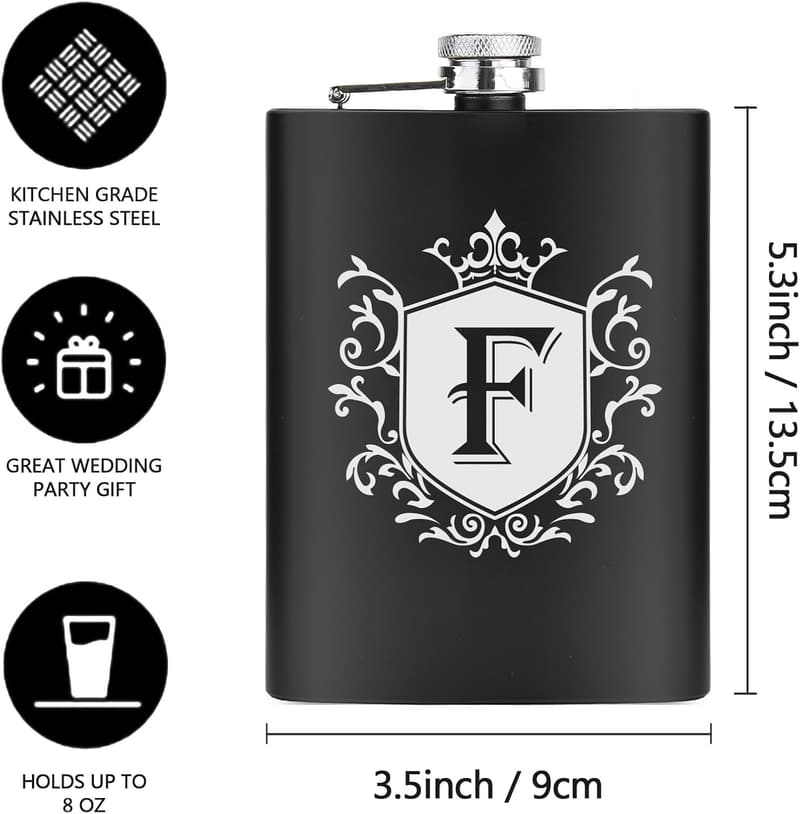 Personalized 8oz Stainless Steel Flask for Men - Monogrammed Gift