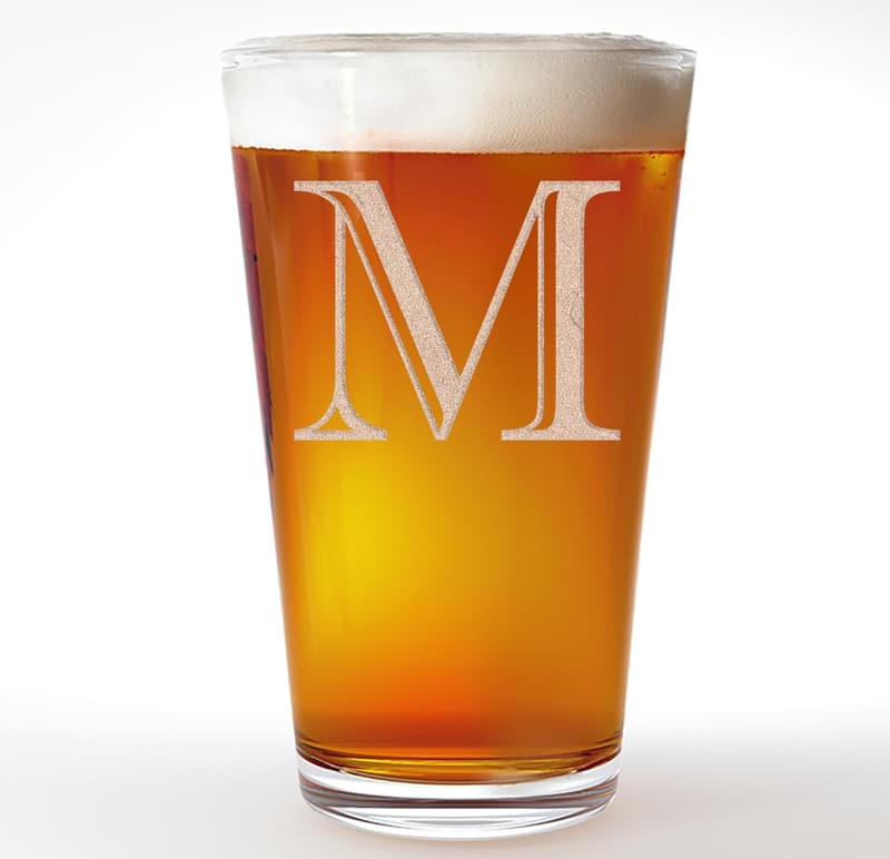Personalized 16oz Pint Glass with Monogram - Custom Gift for Him