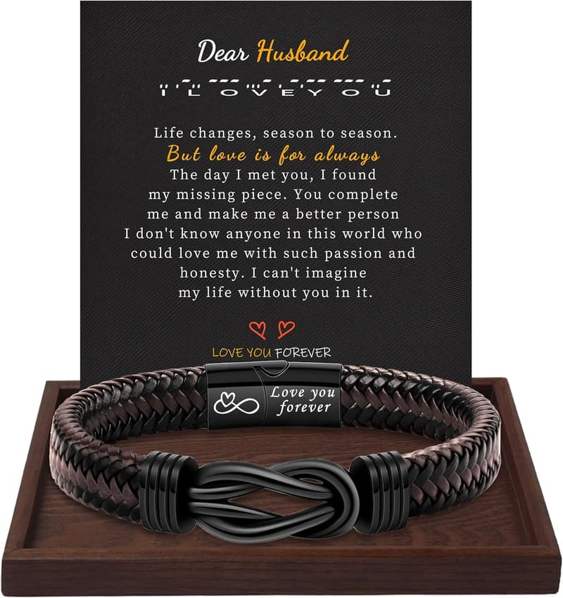 Graduation Gift: Adjustable Leather Morse Code Bracelet for Men