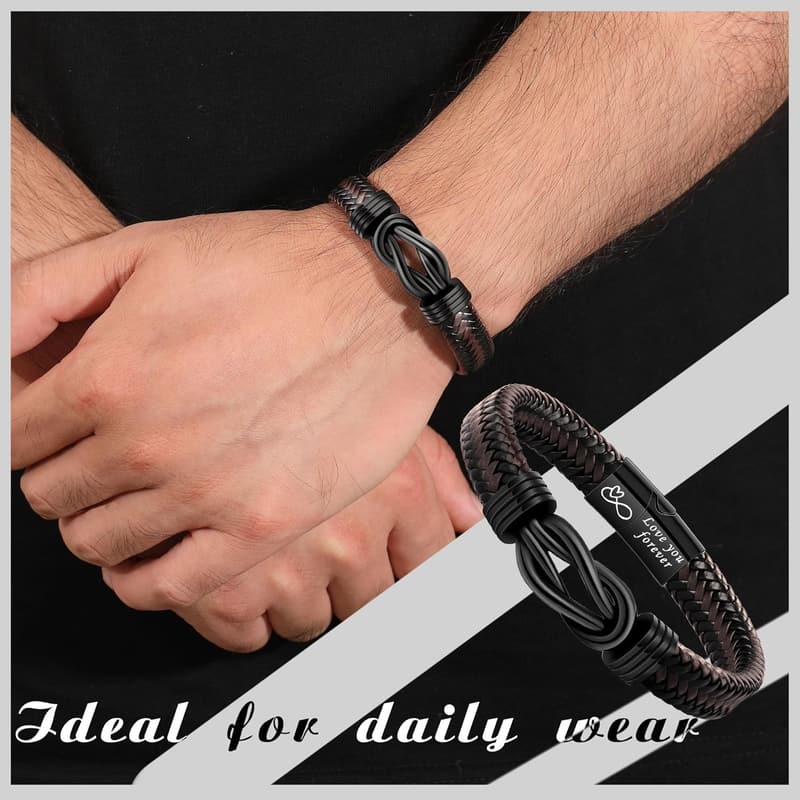 Graduation Gift: Adjustable Leather Morse Code Bracelet for Men