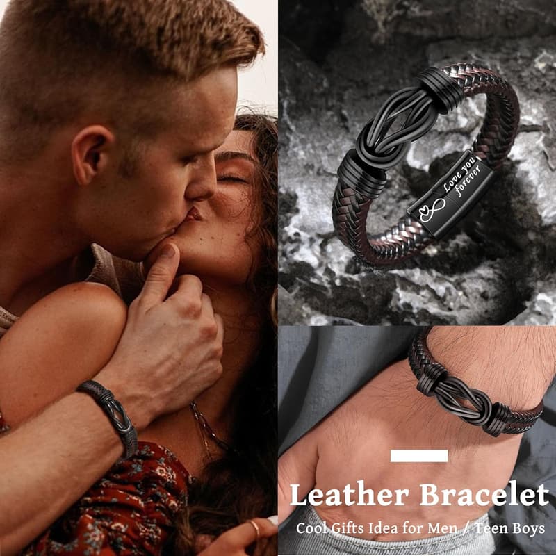 Graduation Gift: Adjustable Leather Morse Code Bracelet for Men