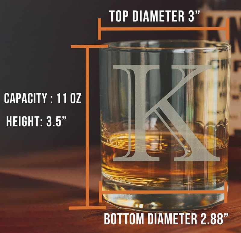 Personalized Whiskey Rocks Glass - Custom Monogram Gift for Him