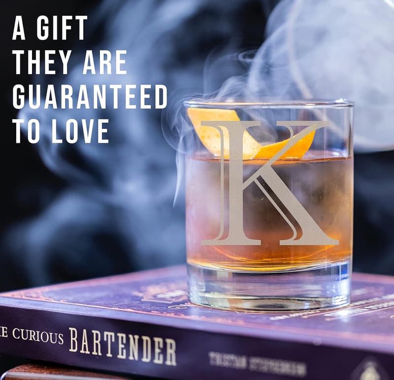 Personalized Whiskey Rocks Glass - Custom Monogram Gift for Him