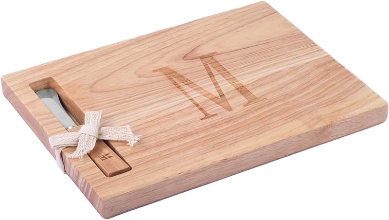Personalized Monogram Cheese Board with Spreader - Letter M