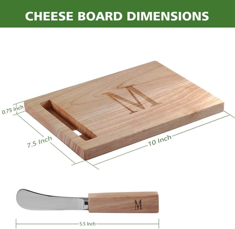 Personalized Monogram Cheese Board with Spreader - Letter M