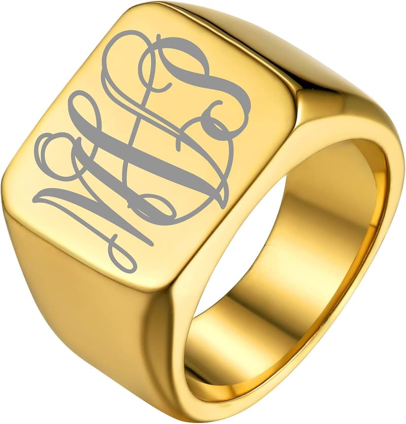 Personalized Stainless Steel Signet Ring for Men and Women