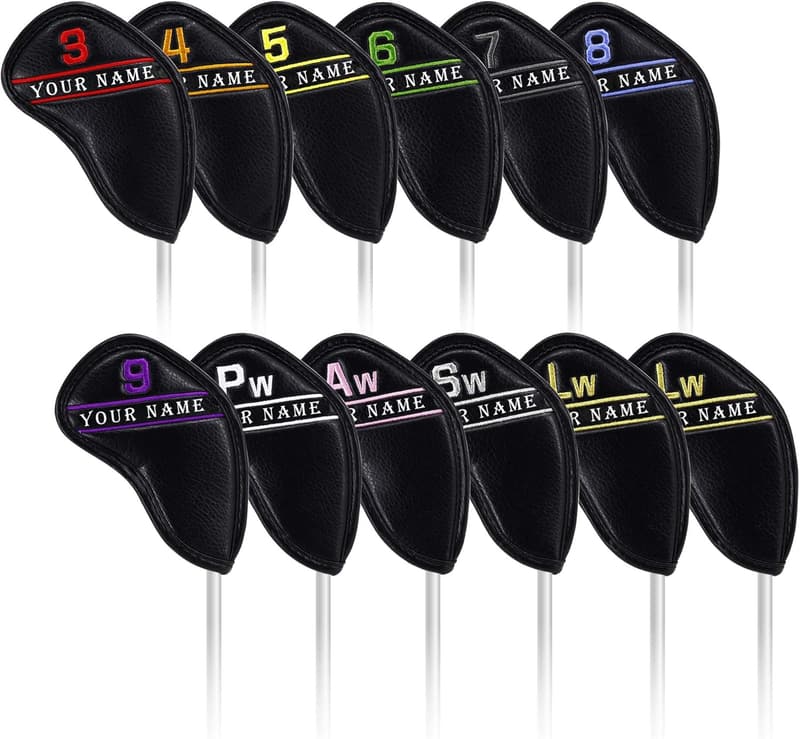 Customizable Leather Golf Iron Head Covers Set - 12pcs
