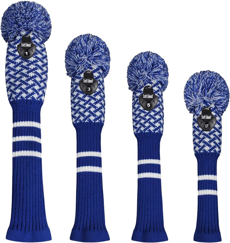 Handmade Knitted Golf Headcovers Set for Driver & Fairway Woods