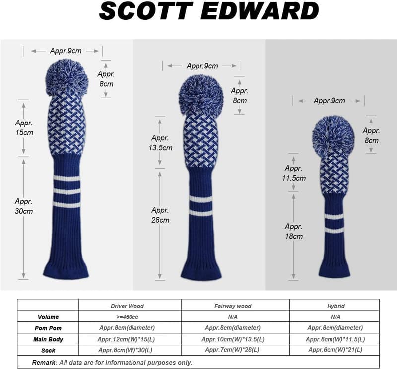Handmade Knitted Golf Headcovers Set for Driver & Fairway Woods