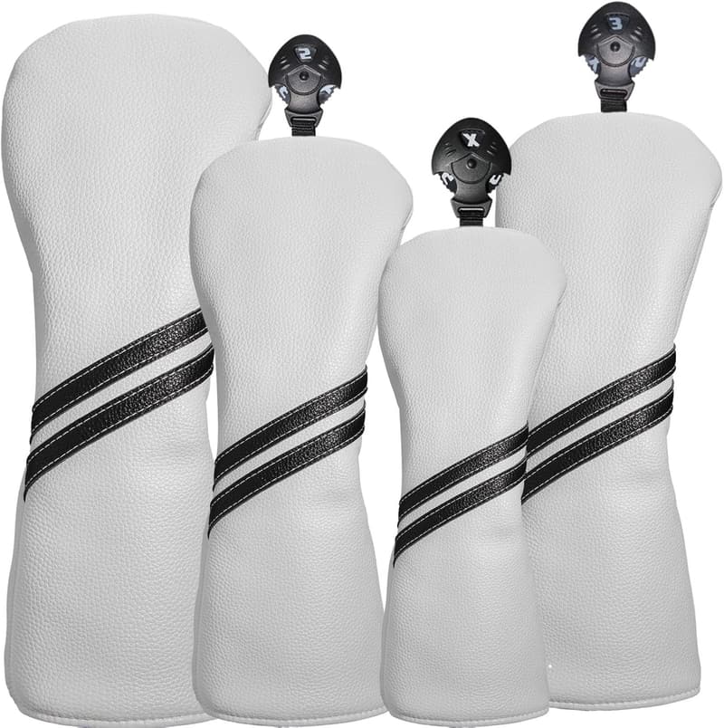 Golf Club Head Covers Set - 4pcs for Woods & Driver