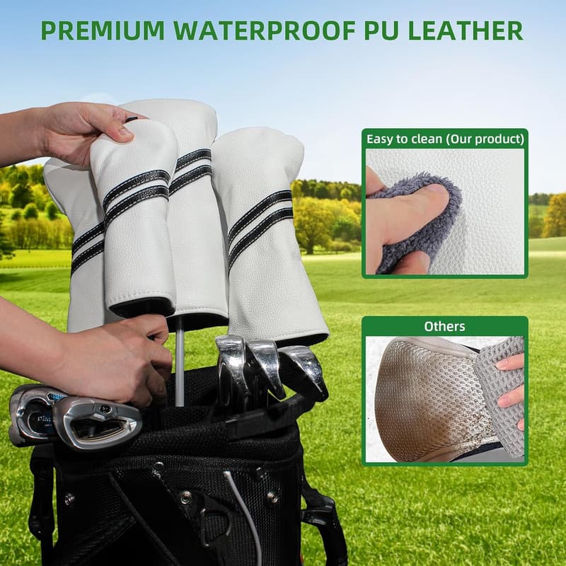 Golf Club Head Covers Set - 4pcs for Woods & Driver
