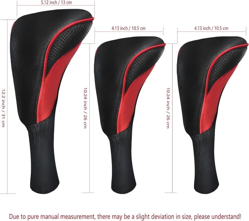 Golf Club Head Covers Set with Interchangeable Tags - 3 Pieces
