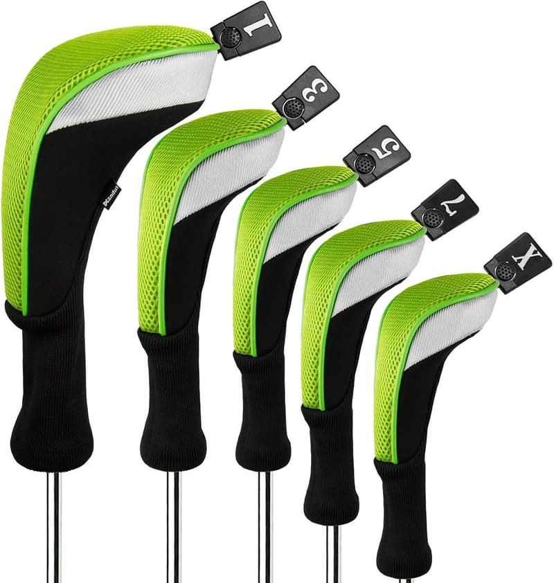 Golf Club Head Covers Set - 5pcs Long Neck Replaceable