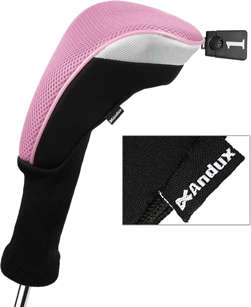Golf Club Head Covers Set - 5pcs Long Neck, Replaceable Tags