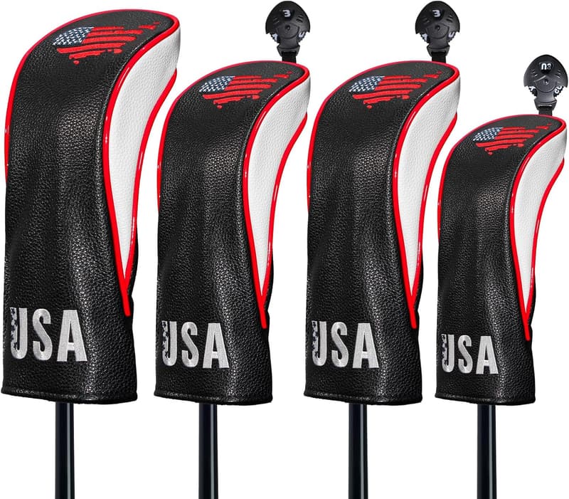 Golf Club Head Covers Set – PU Leather for Woods & Drivers