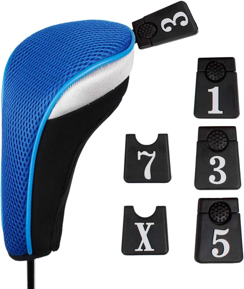 Golf Club Head Covers Set - 6pcs (3 Woods + 3 Hybrids)