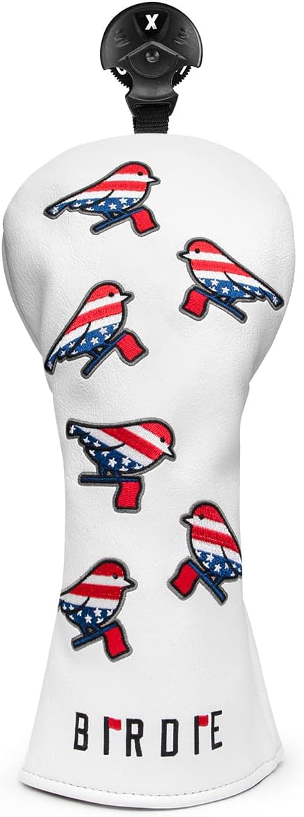 American Flag Embroidered Golf Head Covers - Leather Set