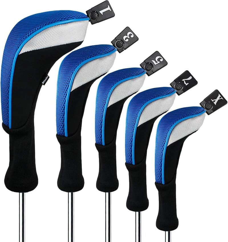 Golf Club Head Covers Set - 5 Pcs Long Neck with Tags