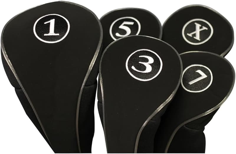Black Neoprene Golf Headcovers for Drivers and Fairway Woods