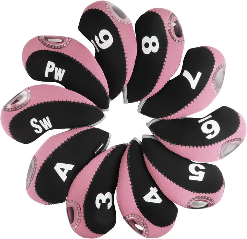 Golf Iron Club Head Covers with Transparent Window - 10 PCS Set