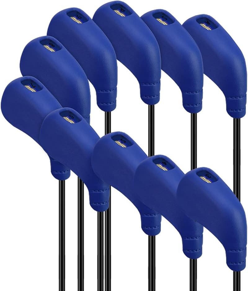 10-Piece Washable Golf Iron Head Covers Set for Right-Handed Clubs