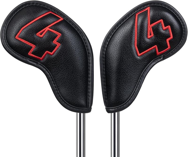 Custom Black Leather Golf Headcover Set with Magnetic Closure - 10pcs