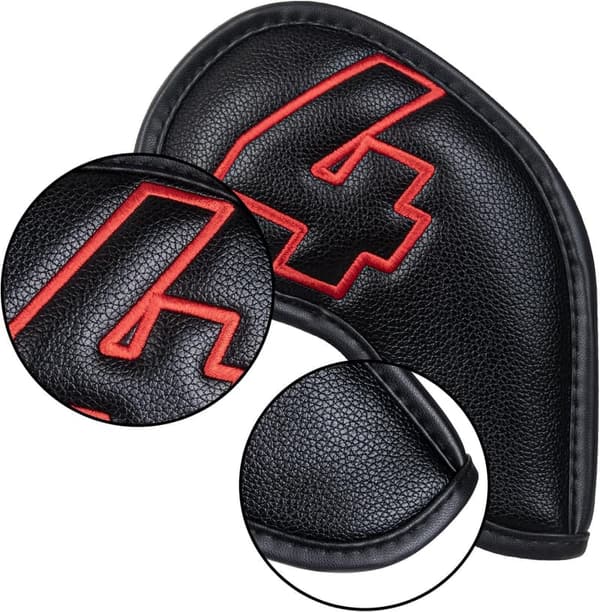 Custom Black Leather Golf Headcover Set with Magnetic Closure - 10pcs