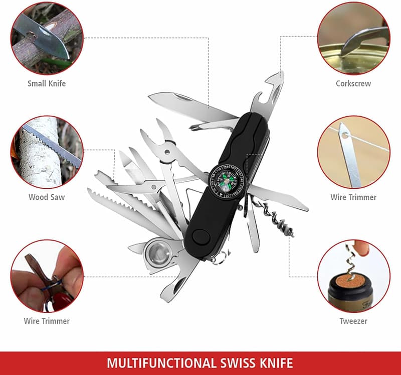 Swiss Eagle Multi Tool Pocket Knife with Compass - 30 Tools