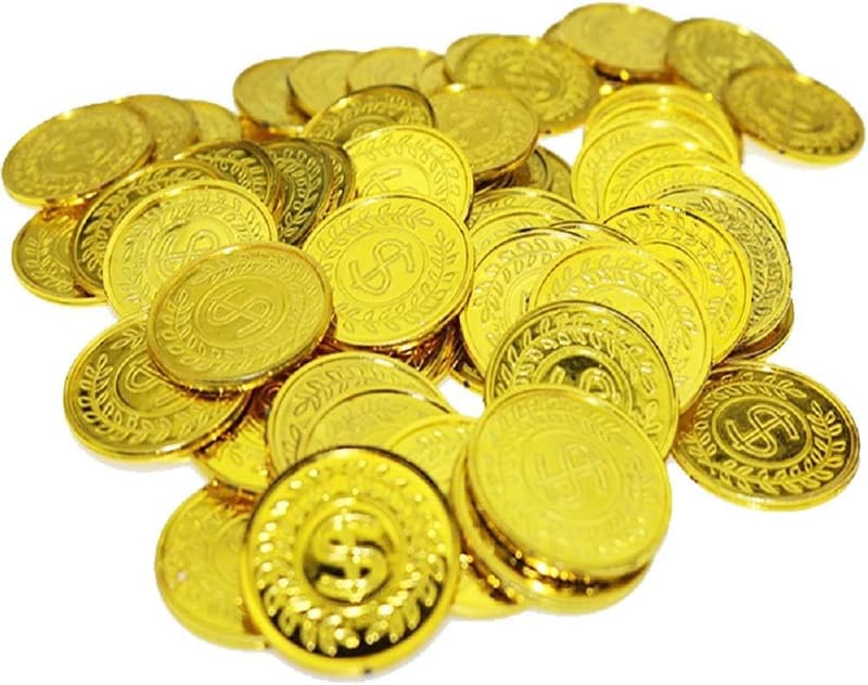 Pirate Party Gold Coins - Set of 100 Plastic Treasure Coins