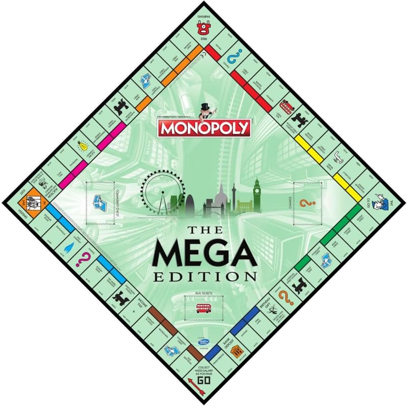 Mega Monopoly Board Game with Extra Spaces & Skyscrapers, Ages 8+
