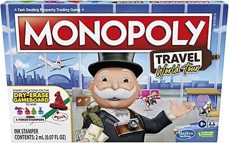Family Game Night: Monopoly World Tour Board Game with Token Stampers