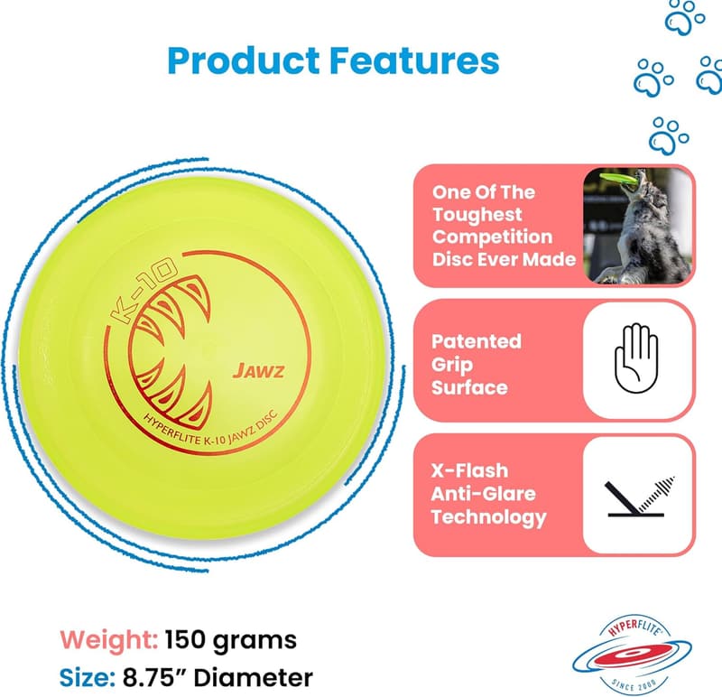 Competition-Approved Yellow Dog Flying Disc - Puncture Resistant 8.75