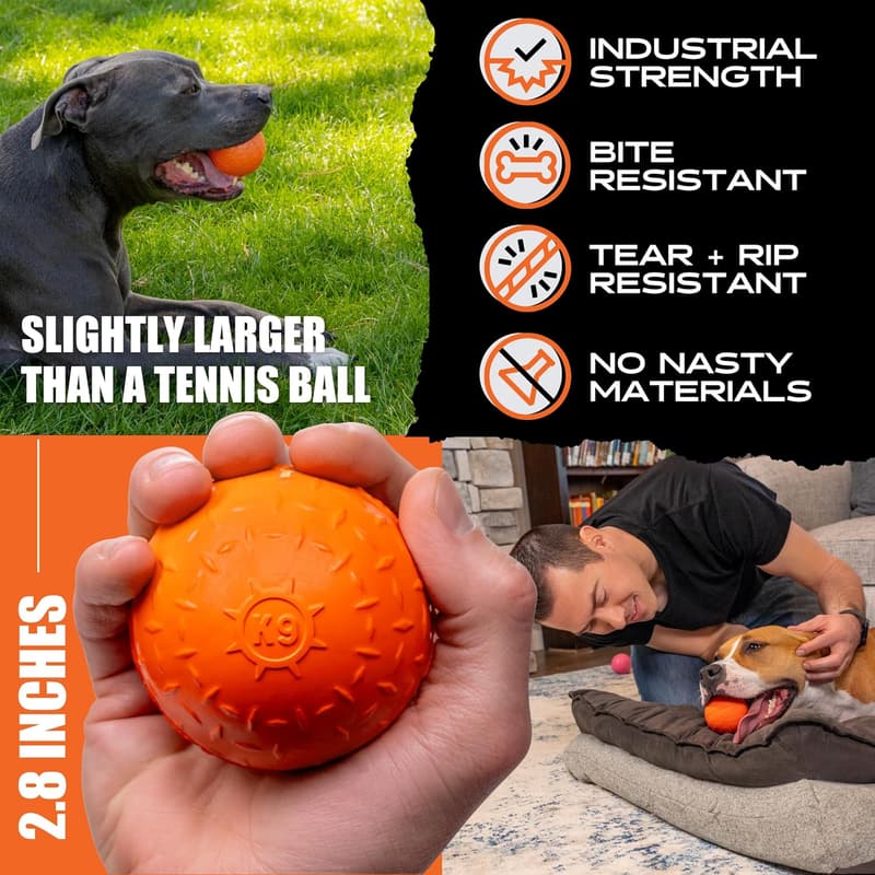 Ultra Durable Dog Ball for Aggressive Chewers - 2.8in натуральный резиновый