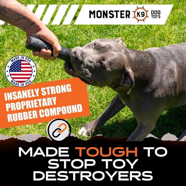 Durable Natural Rubber Chew Stick for Aggressive Dogs - 9in