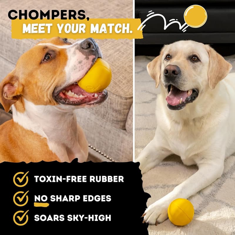 Indestructible Dog Ball - Durable Natural Rubber for Aggressive Chewers