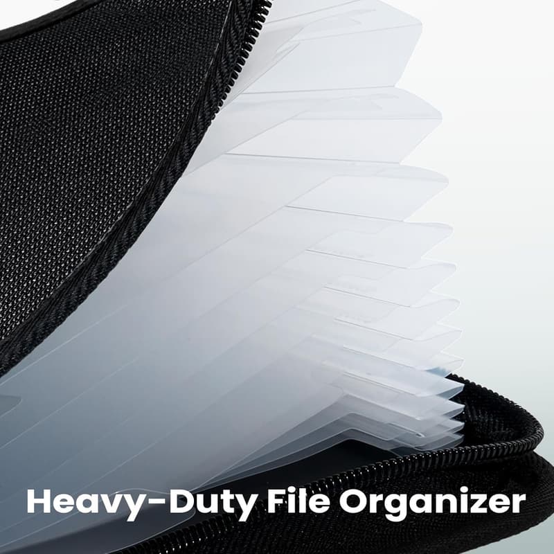 Portable Heavy-Duty Accordion File Organizer with 12 Pockets