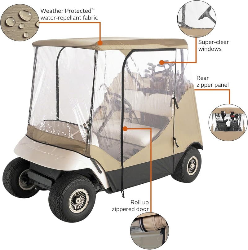 4-Sided Golf Cart Enclosure for 2-Person Travel