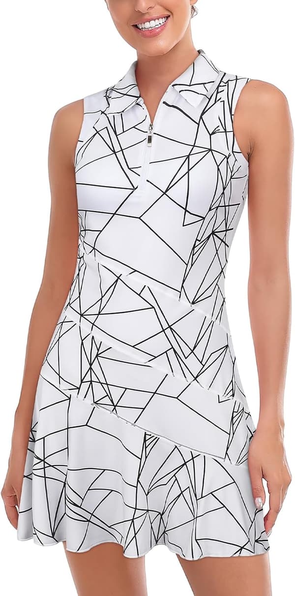 Women's Tennis Dress with Shorts and Pockets - Athletic Golf Dress