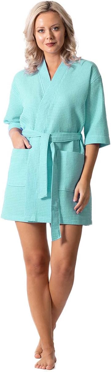 Women's Lightweight Waffle Knit Spa Kimono Robe - Quick Dry