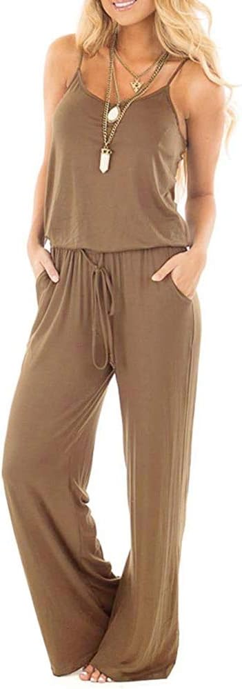 Casual Striped Sleeveless Pajama Jumpsuit for Women