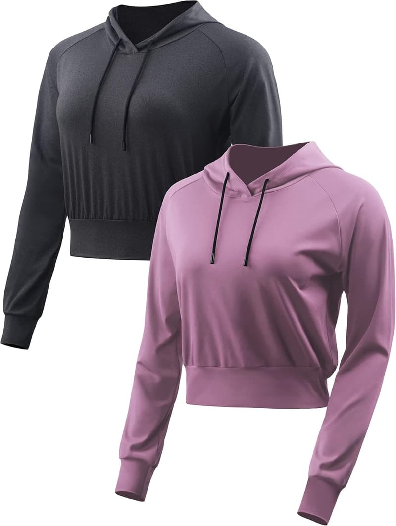 Women's Workout Hoodie Crop Top for Running
