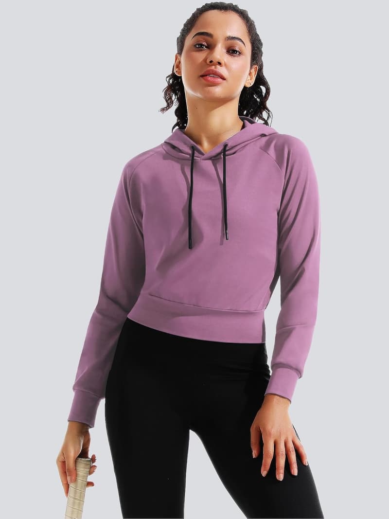 Women's Workout Hoodie Crop Top for Running
