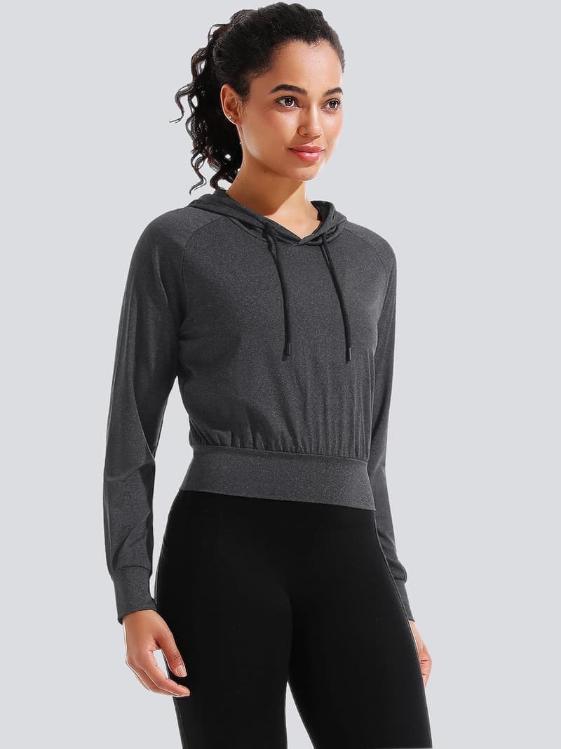 Women's Workout Hoodie Crop Top for Running