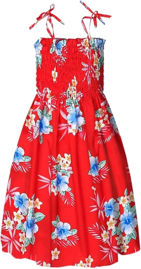 Girls' Floral Smocked Sundress for Summer Beach Holiday