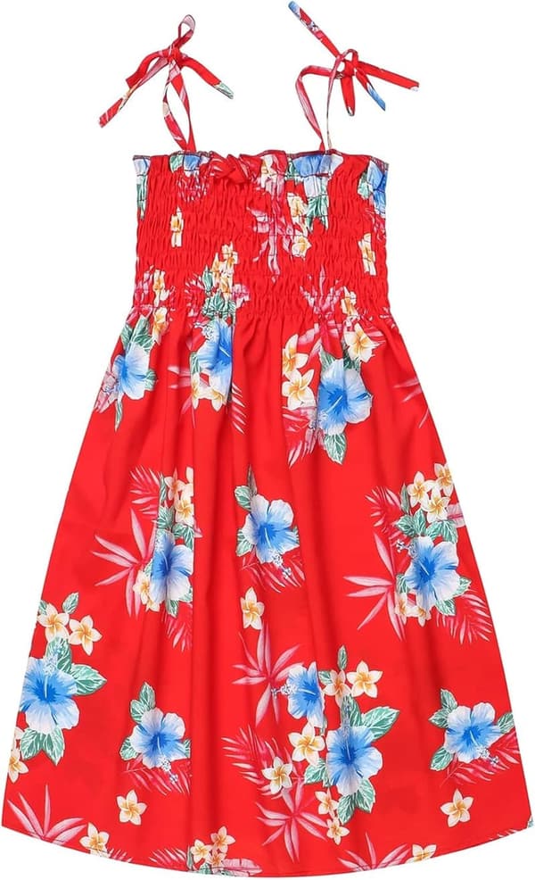 Girls' Floral Smocked Sundress for Summer Beach Holiday