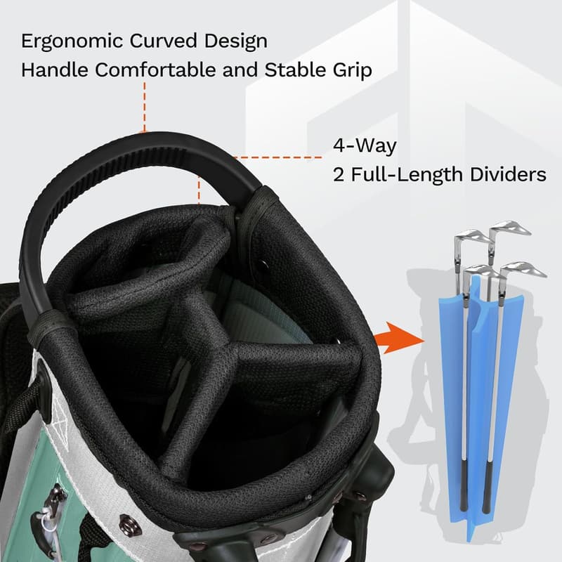 Lightweight Golf Stand Bag with 4-Way Dividers for 10 Clubs