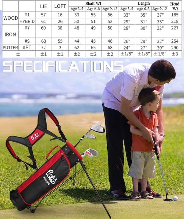 Children's Golf Club Set - 5 Clubs with Bag & Headcovers