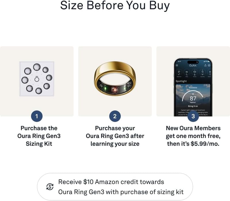 Oura Ring Gen3 Horizon - Gold - Size 6 - Smart Sleep Tracker