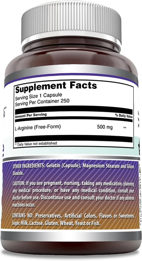 L-Arginine Capsules for Men & Women | 500mg | Non-GMO, Gluten-Free